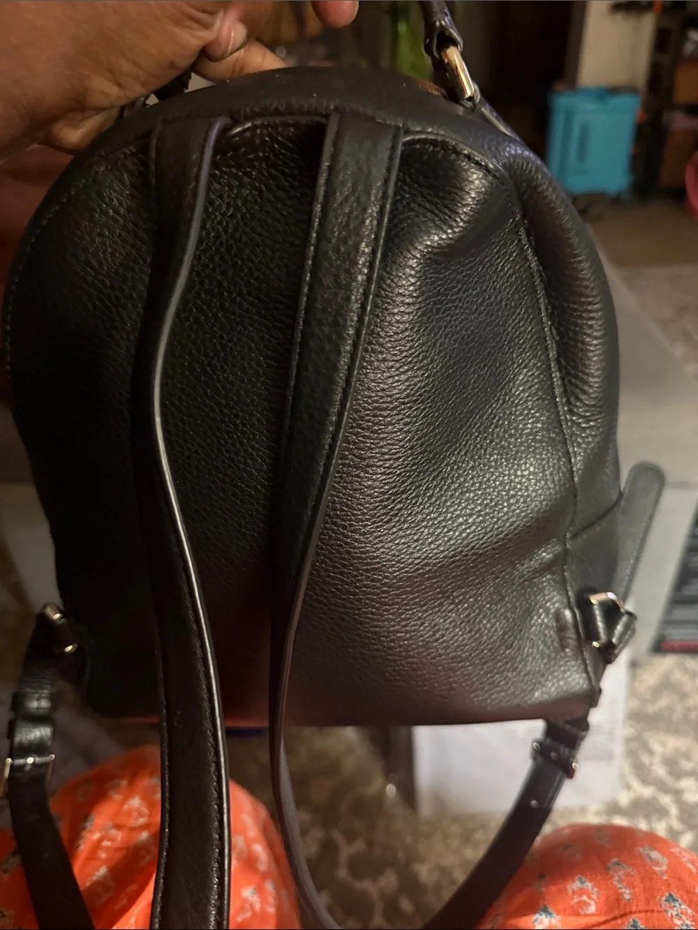 kate spade Black Pebbled Leather Mini Backpack with Gold Hardware